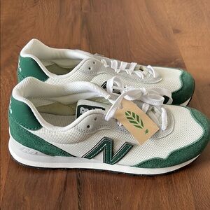 New Balance 515 White and Green Athletic Shoes